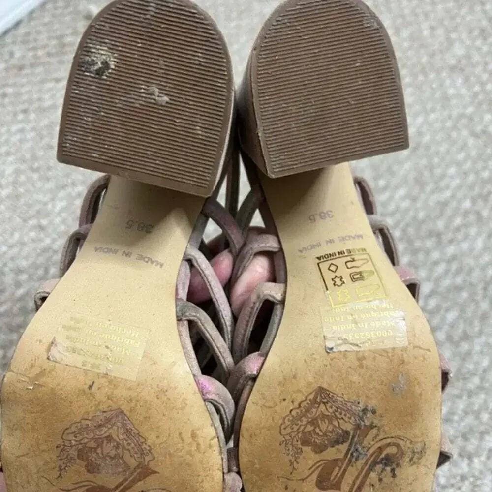 FREE PEOPLE Womens Colette Cinched Sandals Heel Iridescent Leather 38.5 New